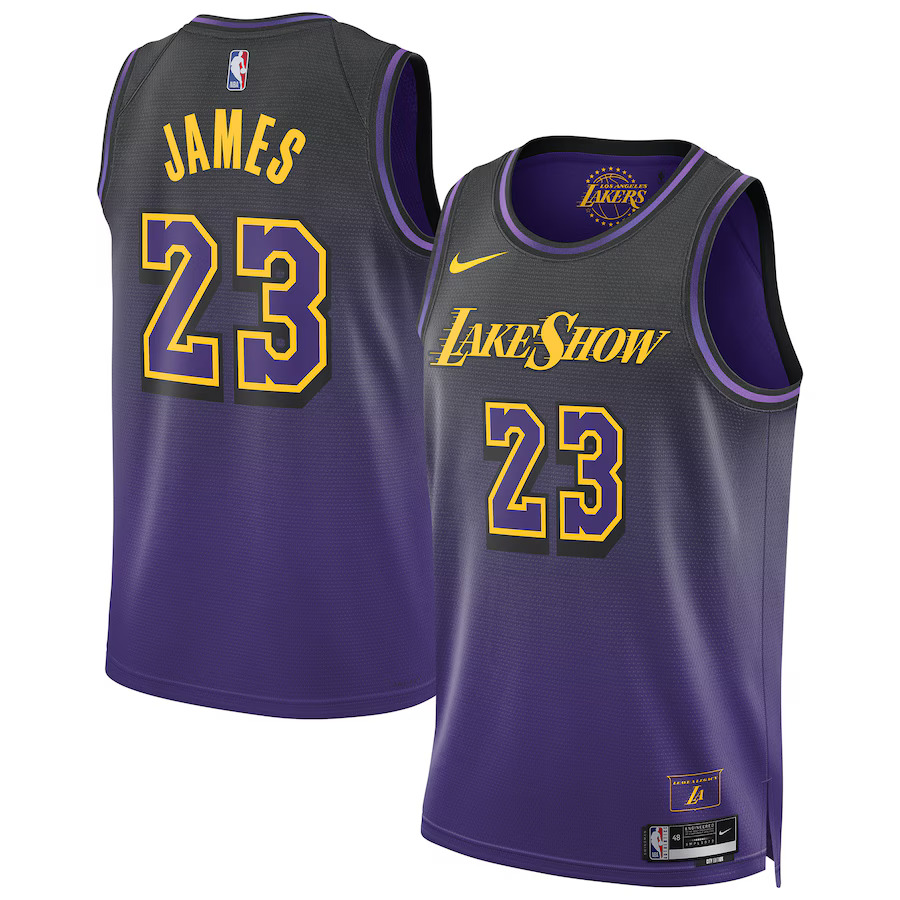 Men Los Angeles Lakers #23 LeBron James Nike Purple City Edition 2024-25 Swingman Player NBA Jersey